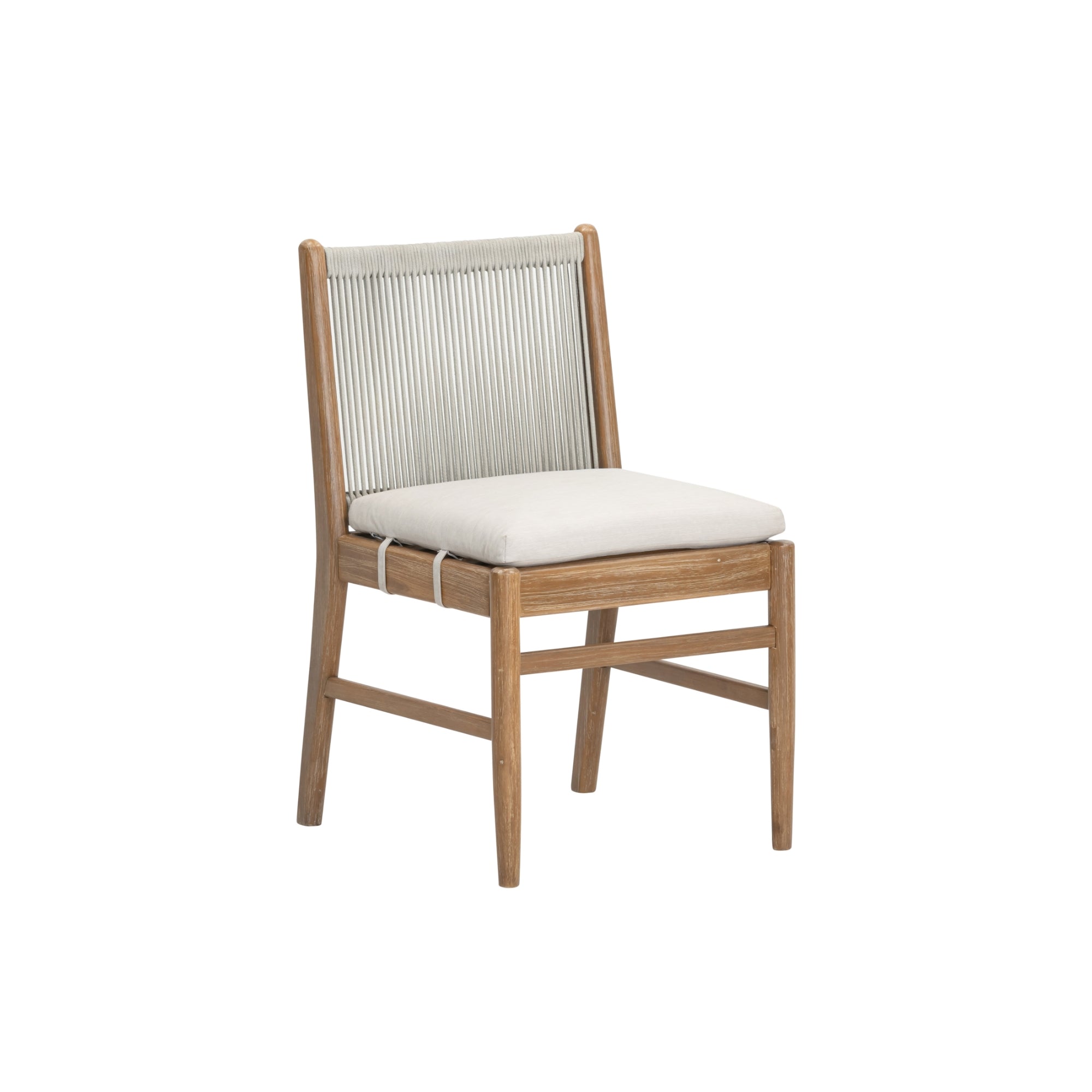 Outdoor Wood & Rope Dining Chairs Brushed Light Brown (Set of 6)